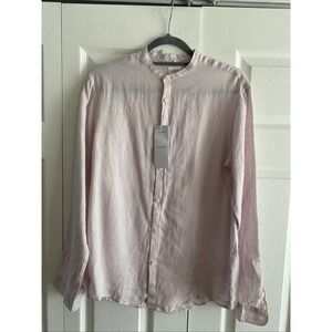 Celio Mens Small Pink Linen Dress Shirt 37-38 Gatamao NEW Spring